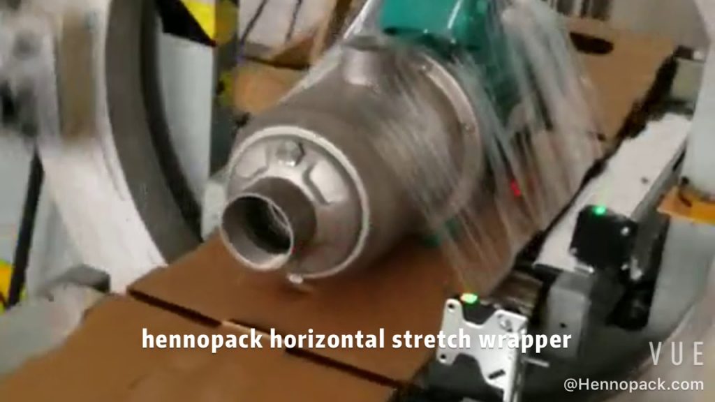 Compact Horizontal Stretch Wrapper for Motorized Film Wrapping