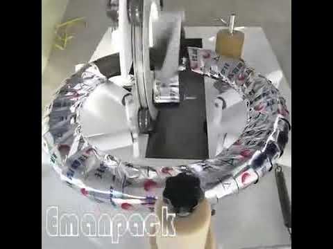 Undersized coil machine wraps small tyre package quickly. Undersized coil machine wraps small tyre package quickly.