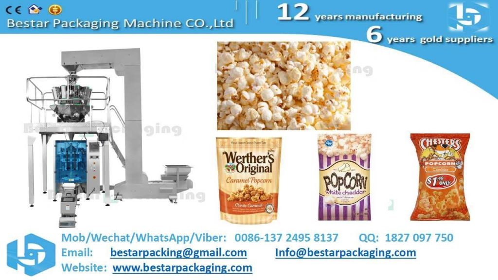 “Affordable Vertical Popcorn & Snack Food Packing Machine with Innovative Weigher Head”