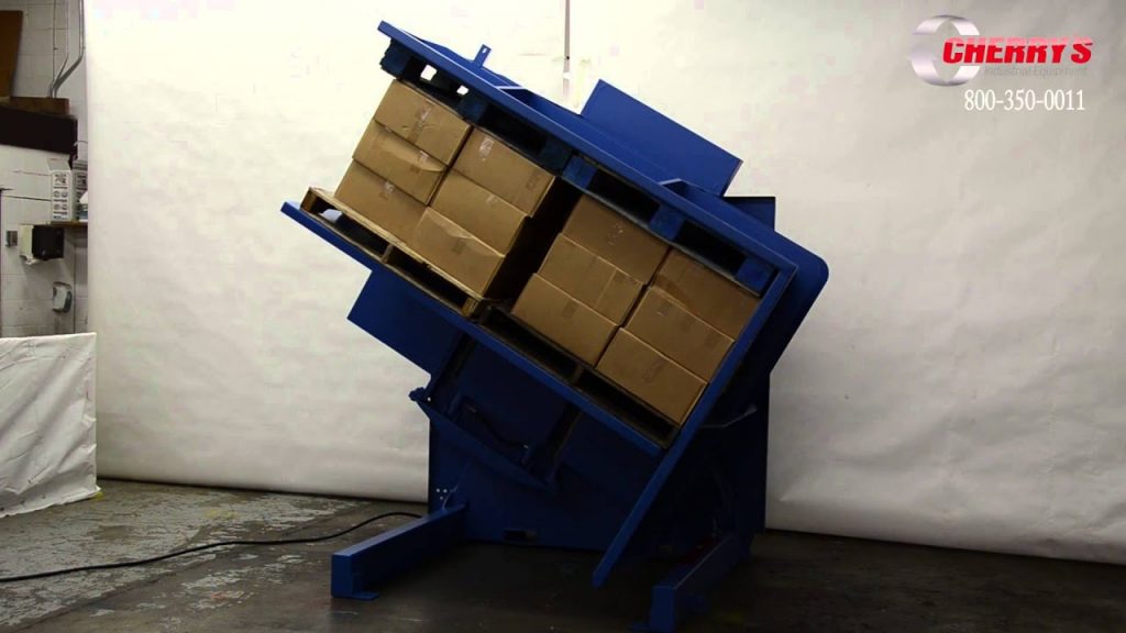 “Enhanced Industrial Pallet Inverter: Dual Load Handling with Double Wide Basket”