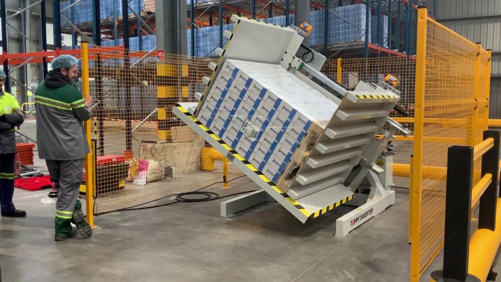Pallet Inverter with Anti Crush System for Milk Handling